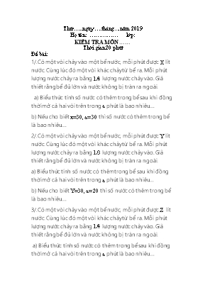 Đề kiểm tra môn Toán Lớp 6 năm 2019
